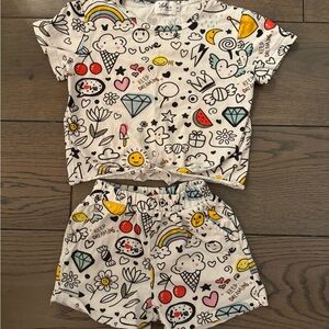 Lola White Kids Pajama Set with Colorful Print